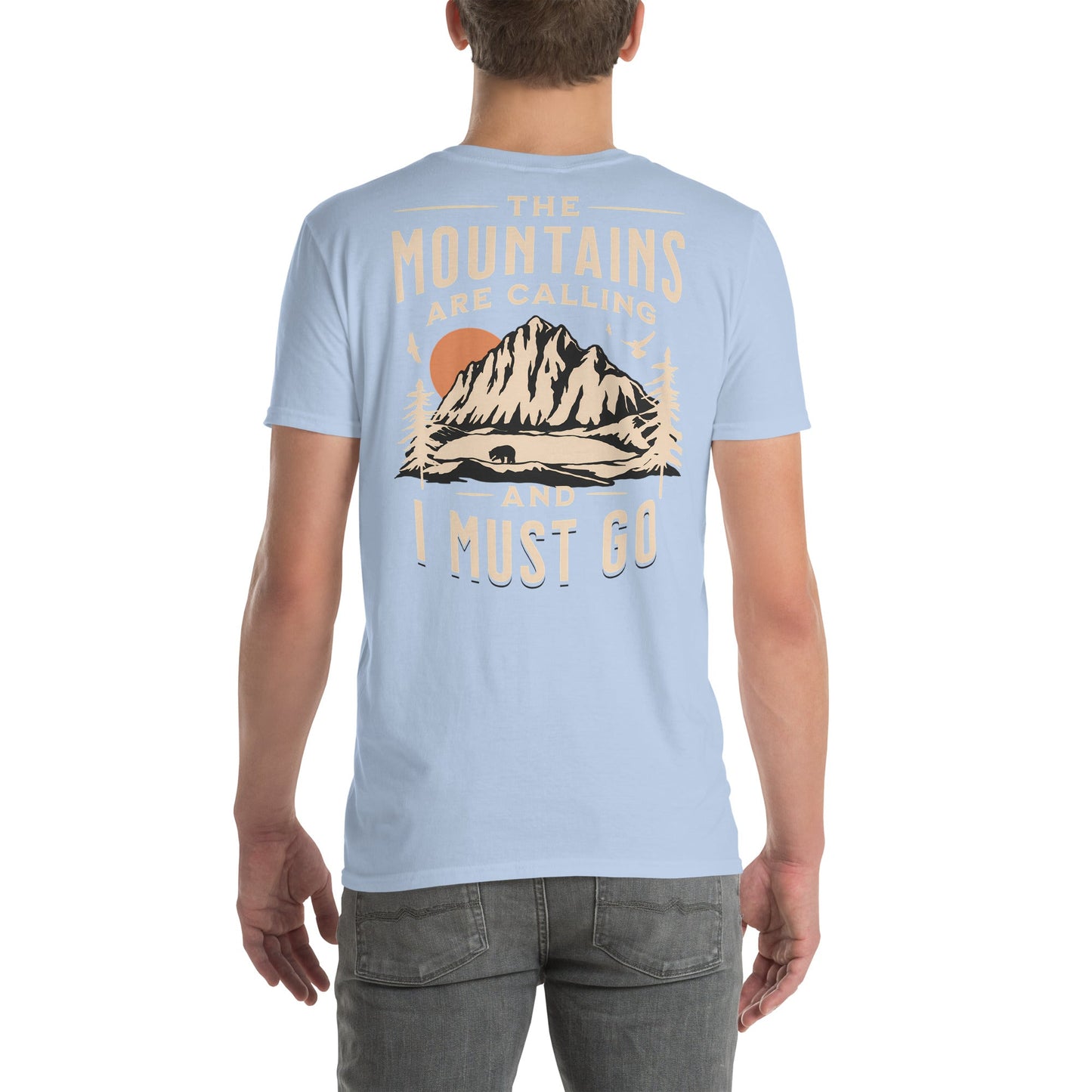 The Mountains are Calling T-Shirt - Outdoor Tee - Light Blue - T-Shirts Online