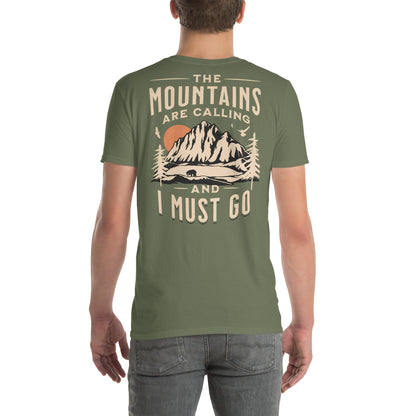 The Mountains are Calling T-Shirt - Outdoor Tee - Military Green - T-Shirts Online