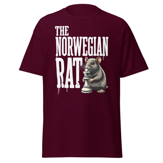 The Norwegian Rat Chess T-Shirt | Grandmaster Strategy Tee - Maroon - T-Shirts Online