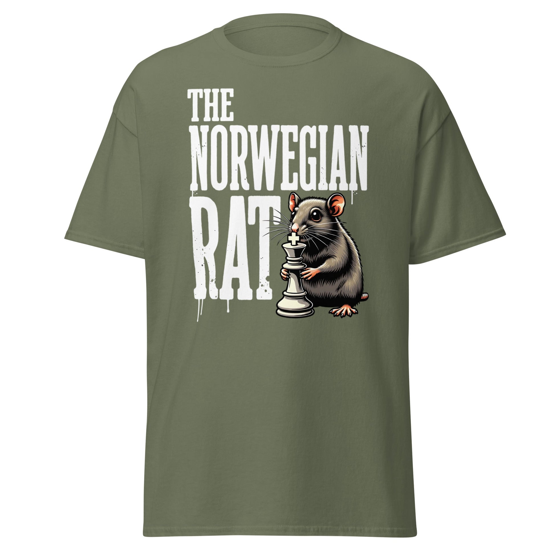 The Norwegian Rat Chess T-Shirt | Grandmaster Strategy Tee - Military Green - T-Shirts Online