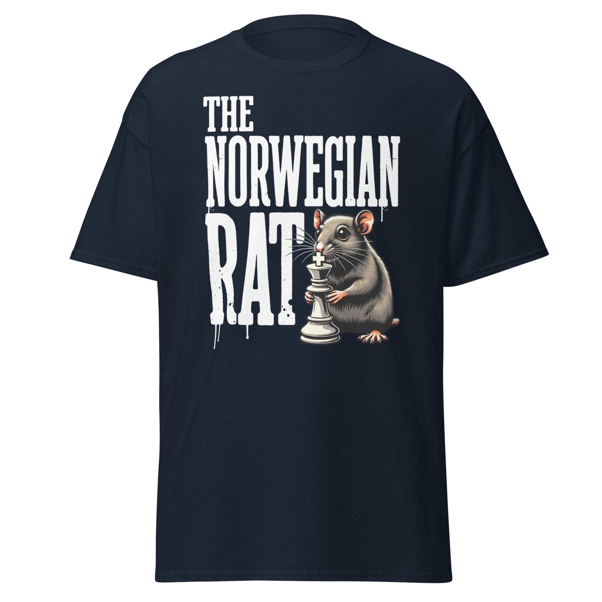 The Norwegian Rat Chess T-Shirt | Grandmaster Strategy Tee - Navy - T-Shirts Online