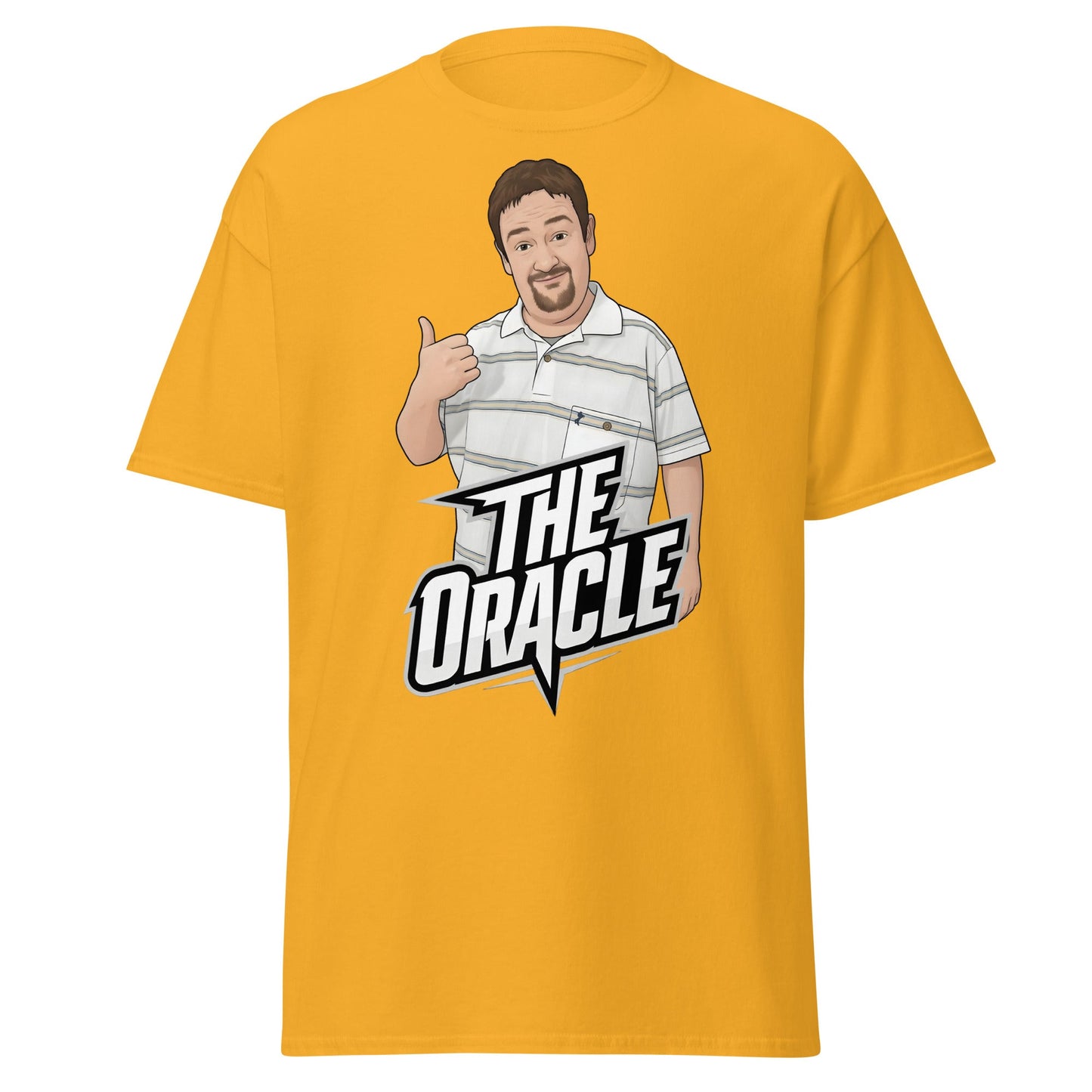 The Oracle Benidorm T-Shirt | Geoff Maltby Funny Fan Tee - Gold - T-Shirts Online