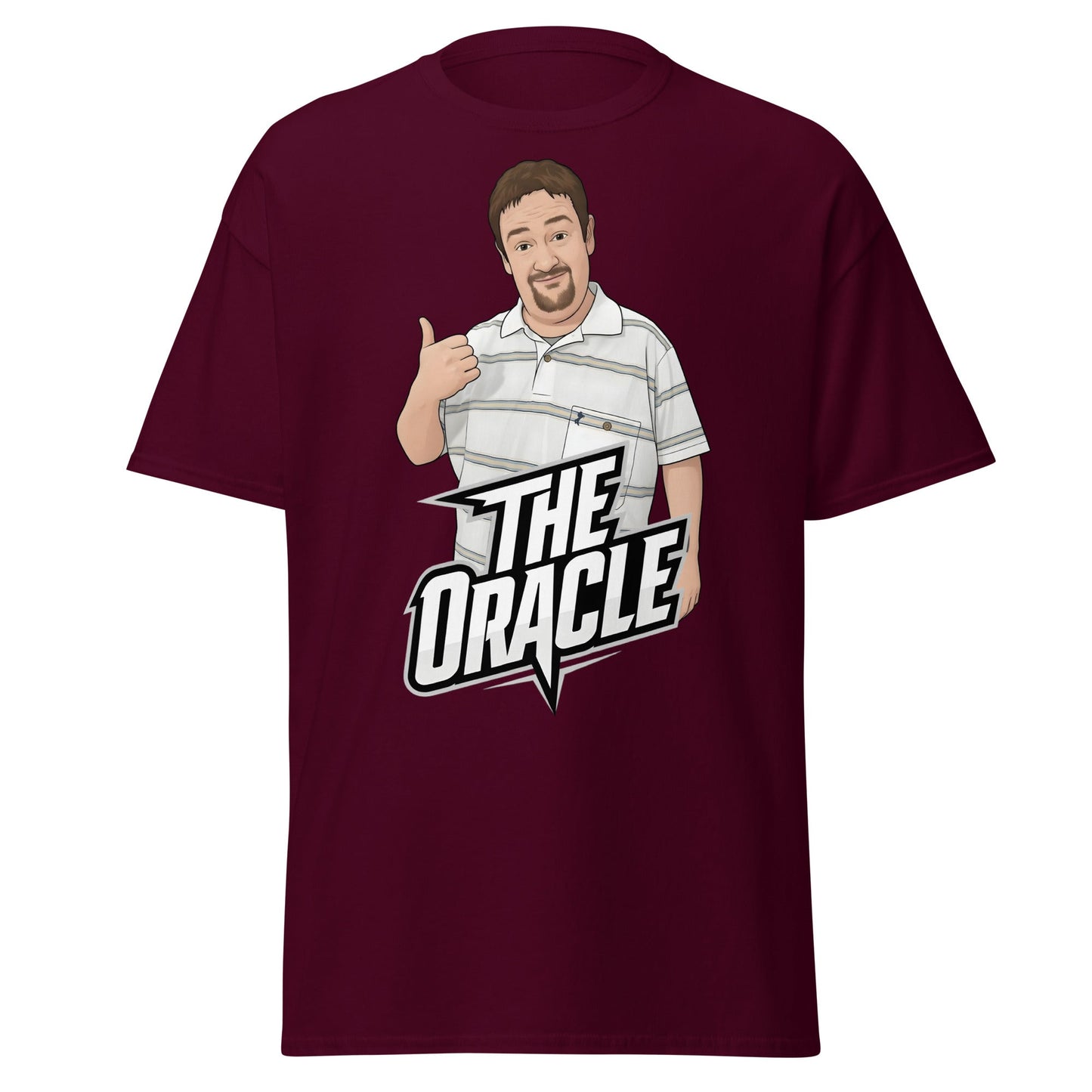 The Oracle Benidorm T-Shirt | Geoff Maltby Funny Fan Tee - Maroon - T-Shirts Online