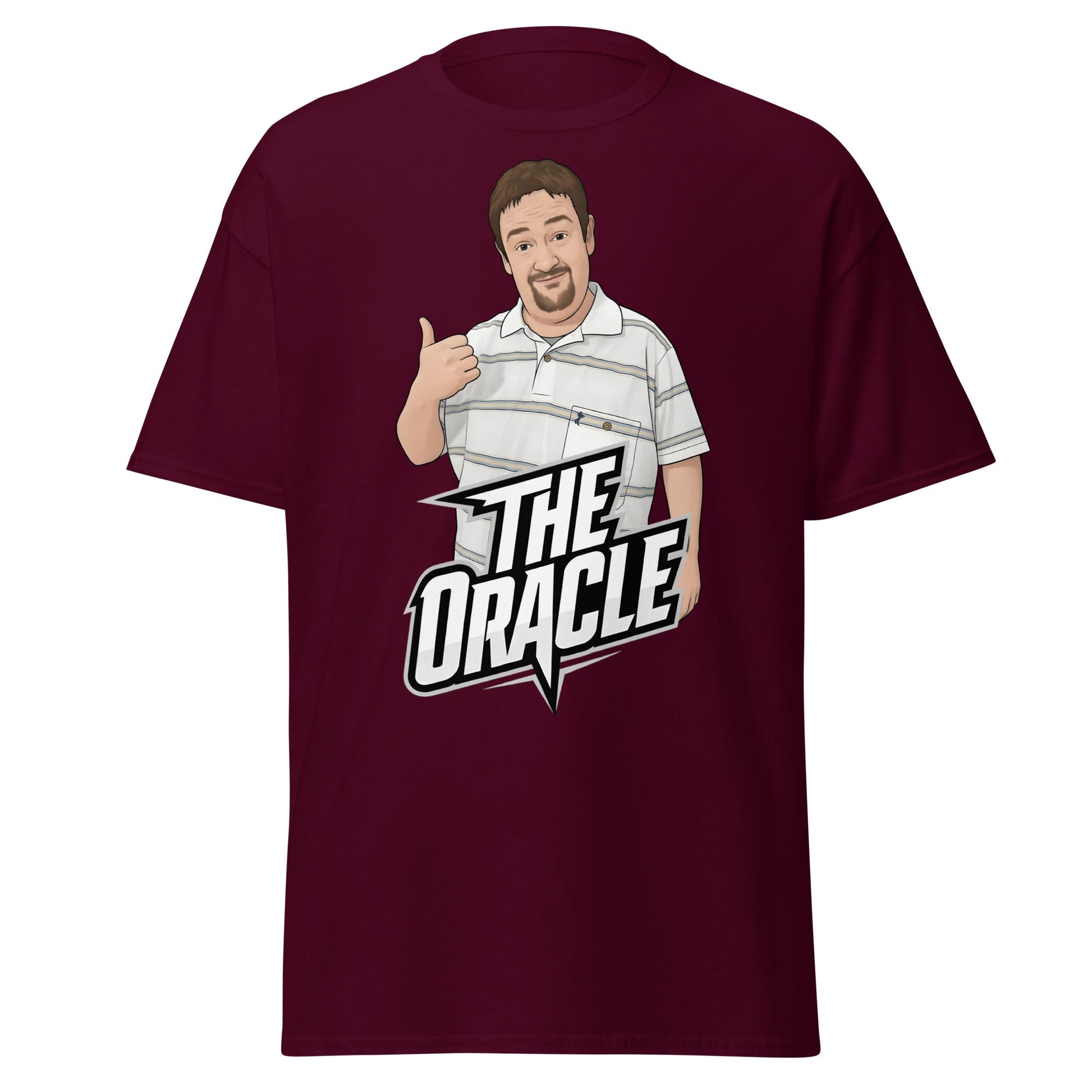 The Oracle Benidorm T-Shirt | Geoff Maltby Funny Fan Tee - Maroon - T-Shirts Online