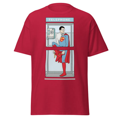 The Quick Change Phone Booth Superhero T-Shirt - Cardinal - T-Shirts Online