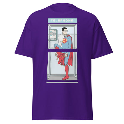 The Quick Change Phone Booth Superhero T-Shirt - Purple - T-Shirts Online