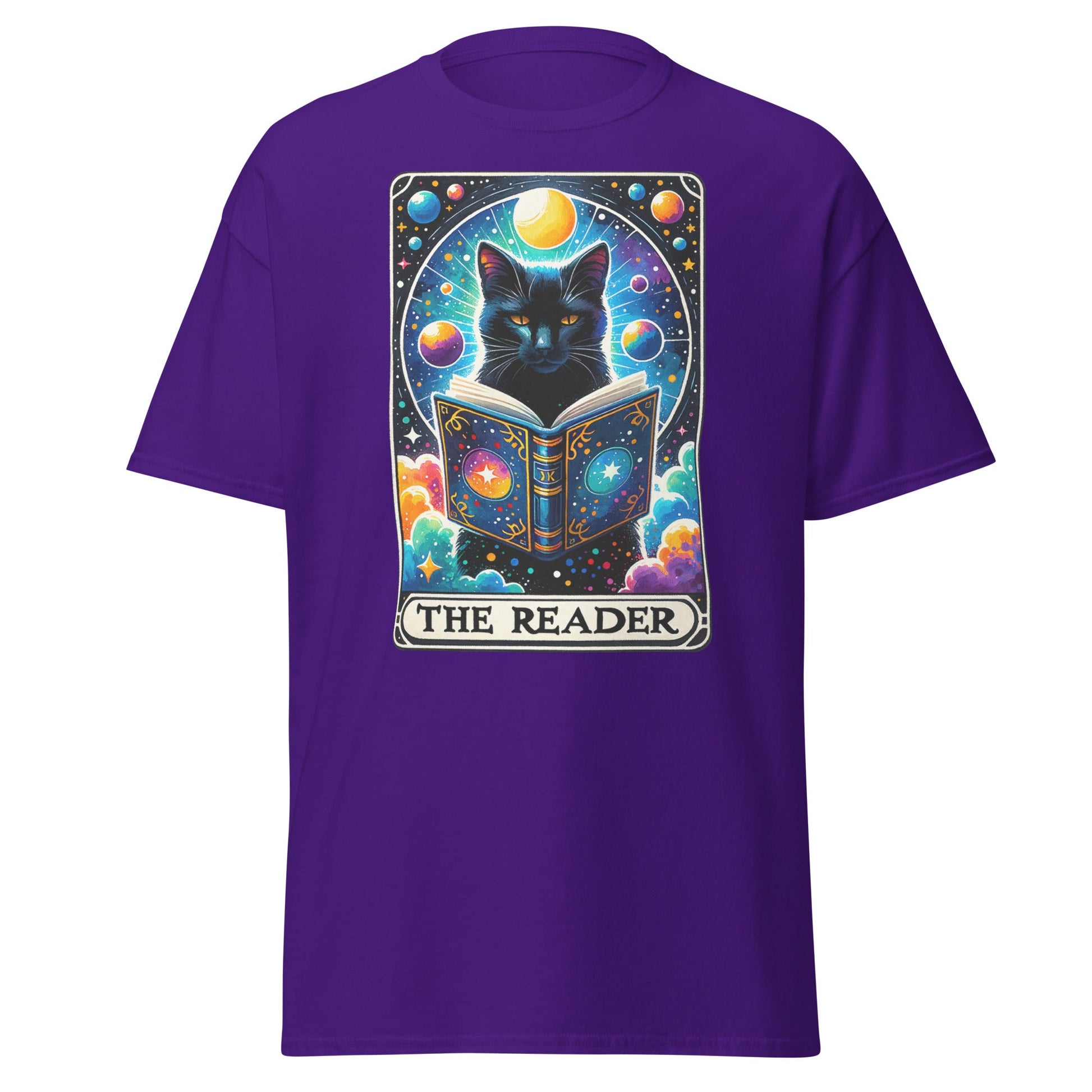 'The Reader' Cat Tarot | Tarot Card T-Shirt - Purple - T-Shirts Online