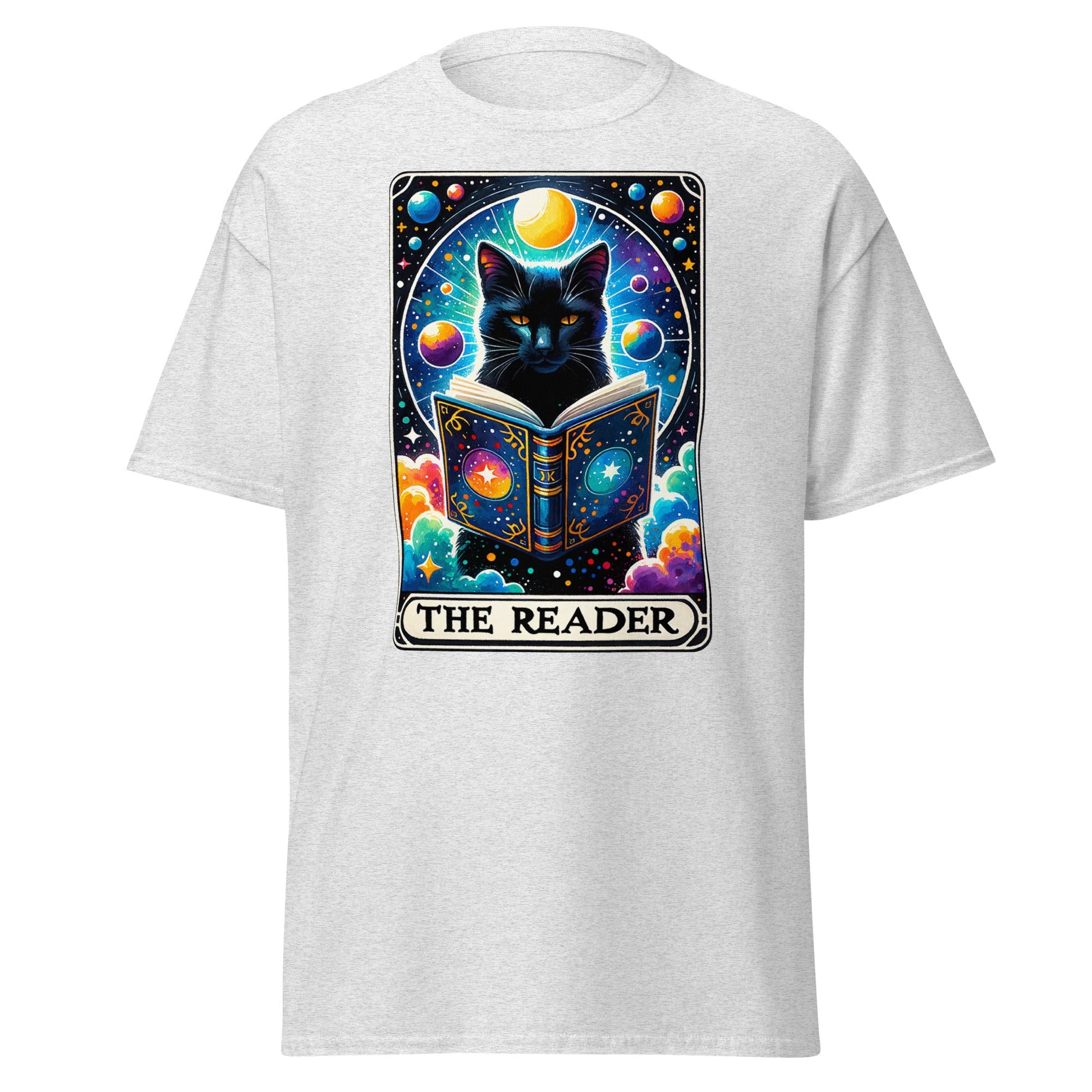 'The Reader' Cat Tarot | Tarot Card T-Shirt - Ash - T-Shirts Online