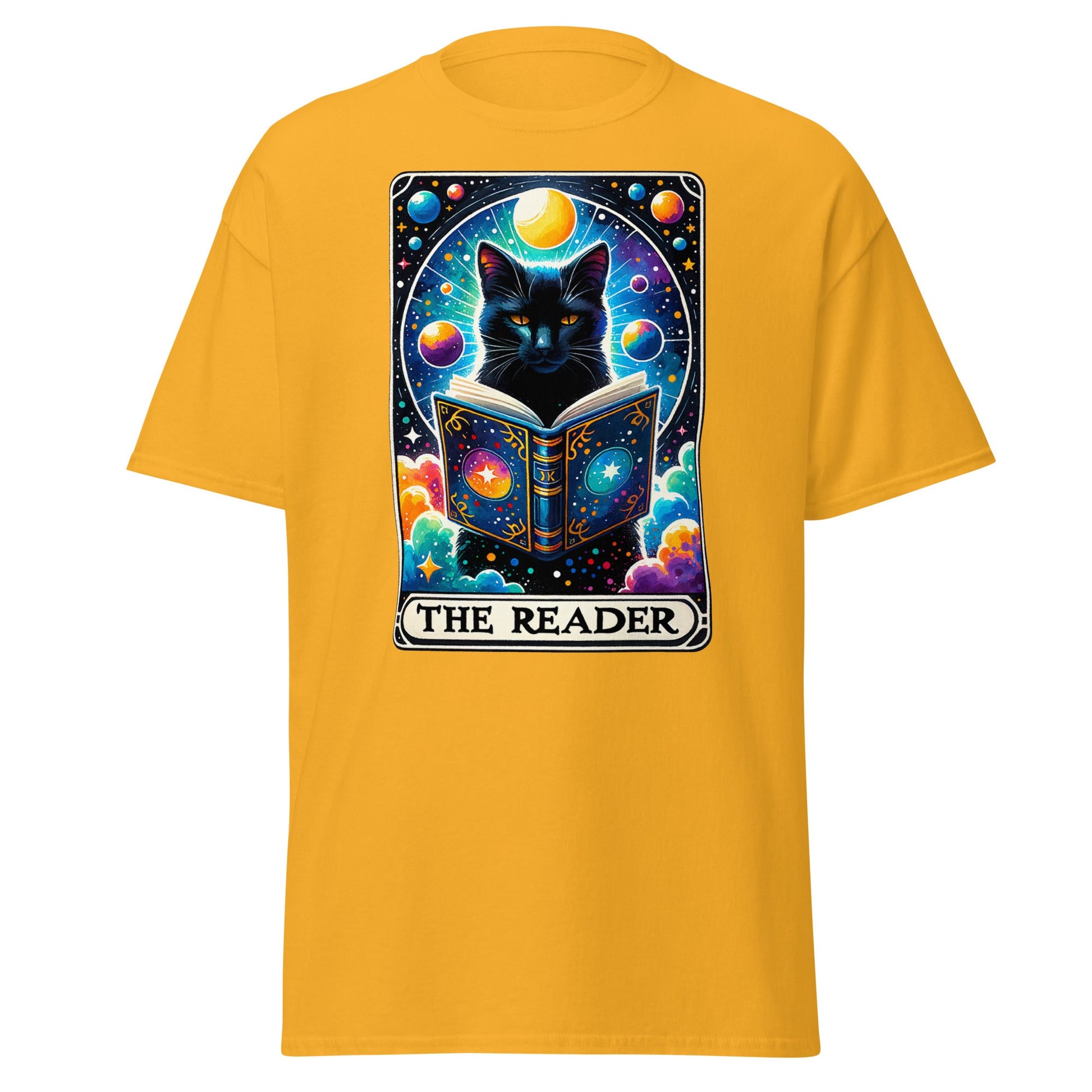 'The Reader' Cat Tarot | Tarot Card T-Shirt - Gold - T-Shirts Online