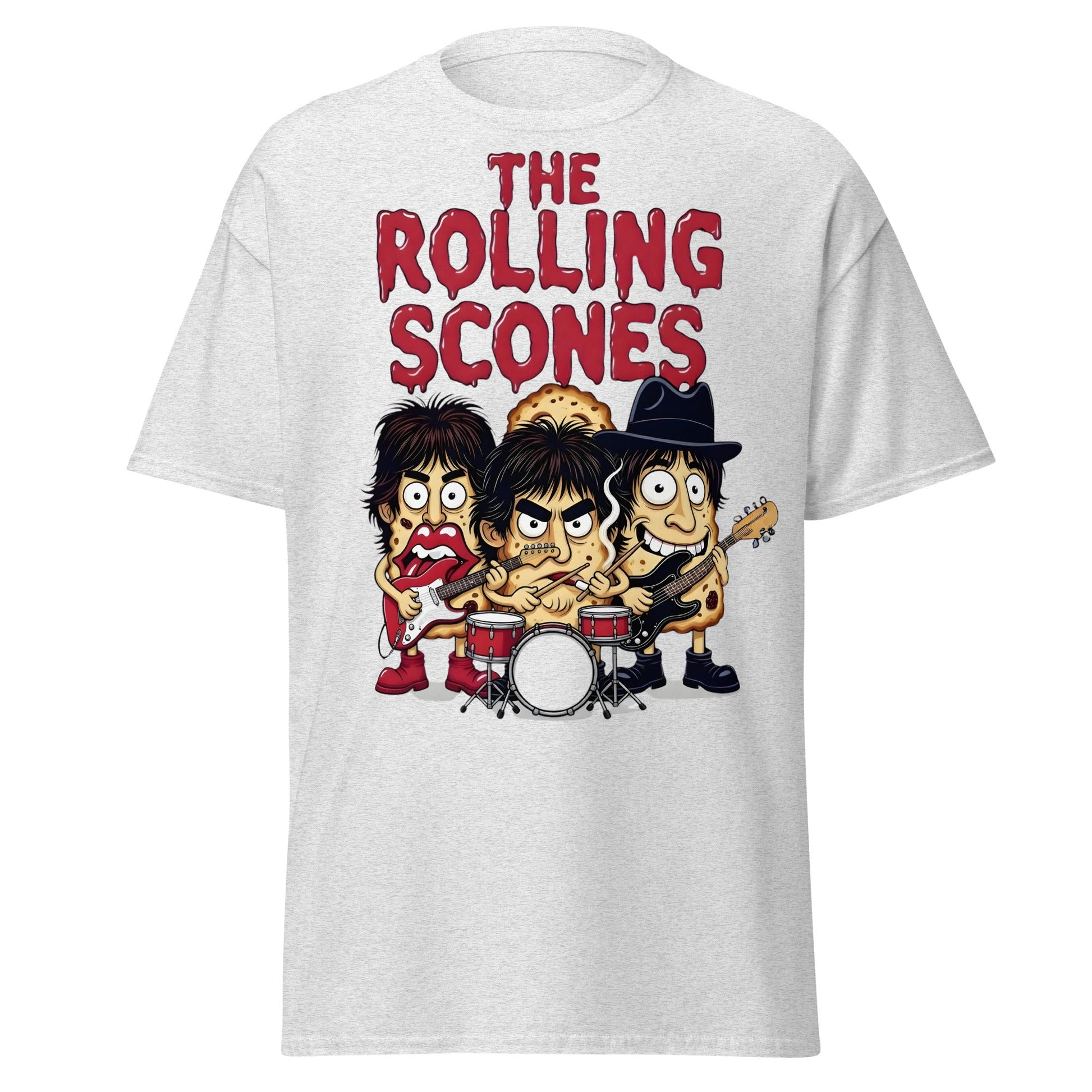 The Rolling Scones T-Shirt | Funny Rock Band Pun Tee - Ash - T-Shirts Online