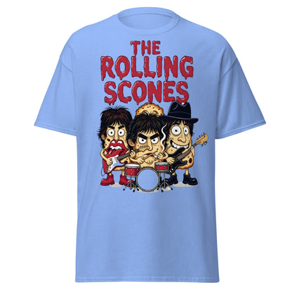 The Rolling Scones T-Shirt | Funny Rock Band Pun Tee - Carolina Blue - T-Shirts Online
