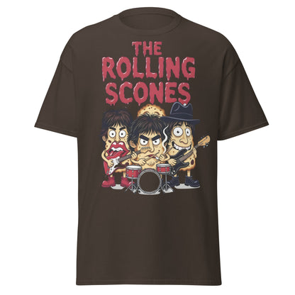 The Rolling Scones T-Shirt | Funny Rock Band Pun Tee - Dark Chocolate - T-Shirts Online