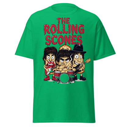 The Rolling Scones T-Shirt | Funny Rock Band Pun Tee - Irish Green - T-Shirts Online