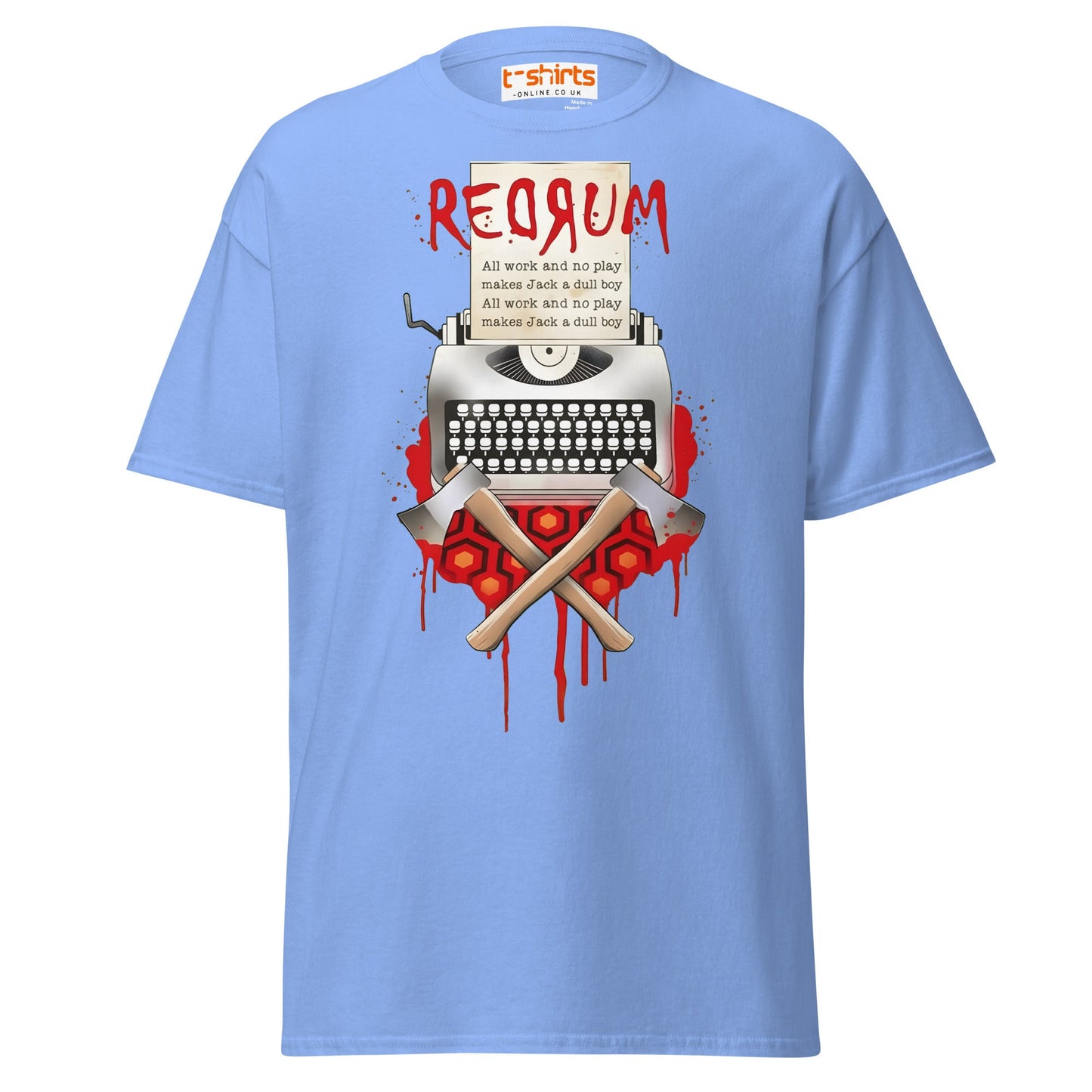 The Shining Jack T-Shirt | Vintage Typewriter Tee - Carolina Blue - T-Shirts Online
