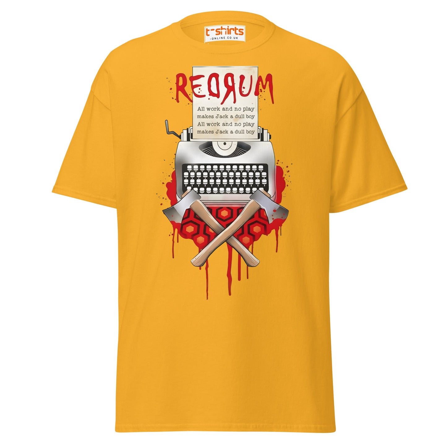 The Shining Jack T-Shirt | Vintage Typewriter Tee - Gold - T-Shirts Online