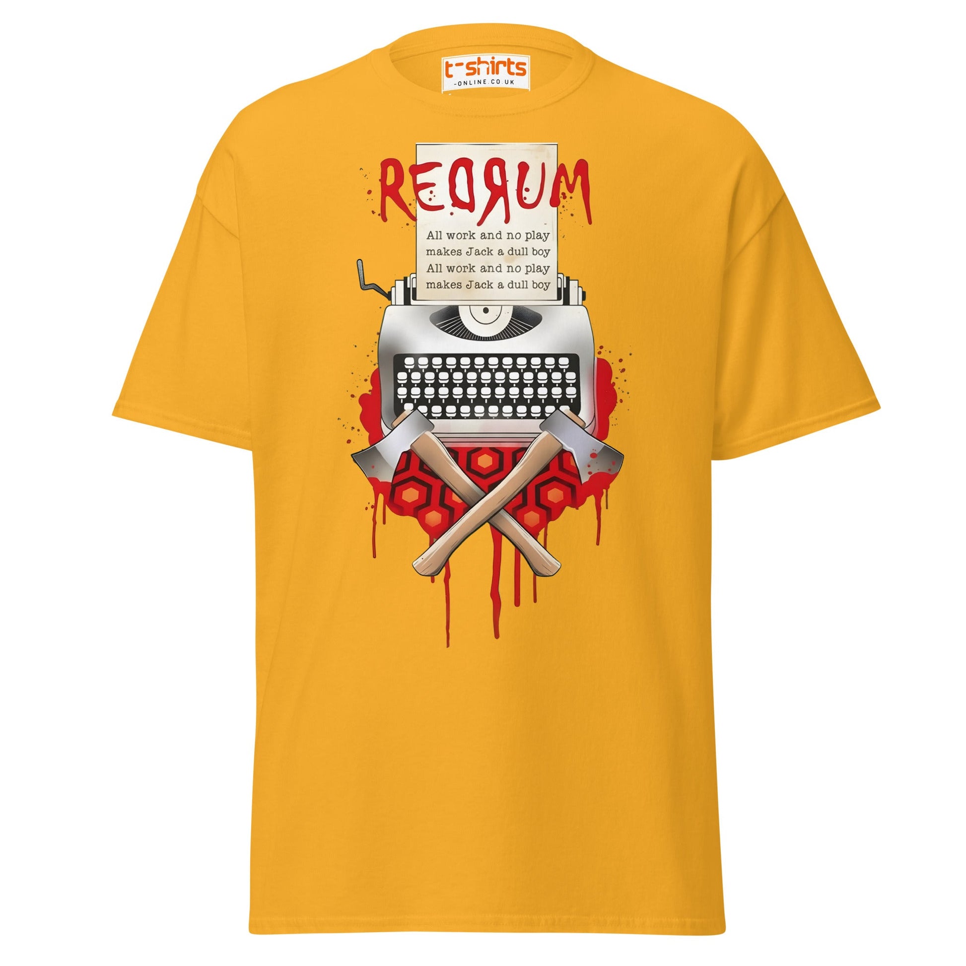 The Shining Jack T-Shirt | Vintage Typewriter Tee - Gold - T-Shirts Online