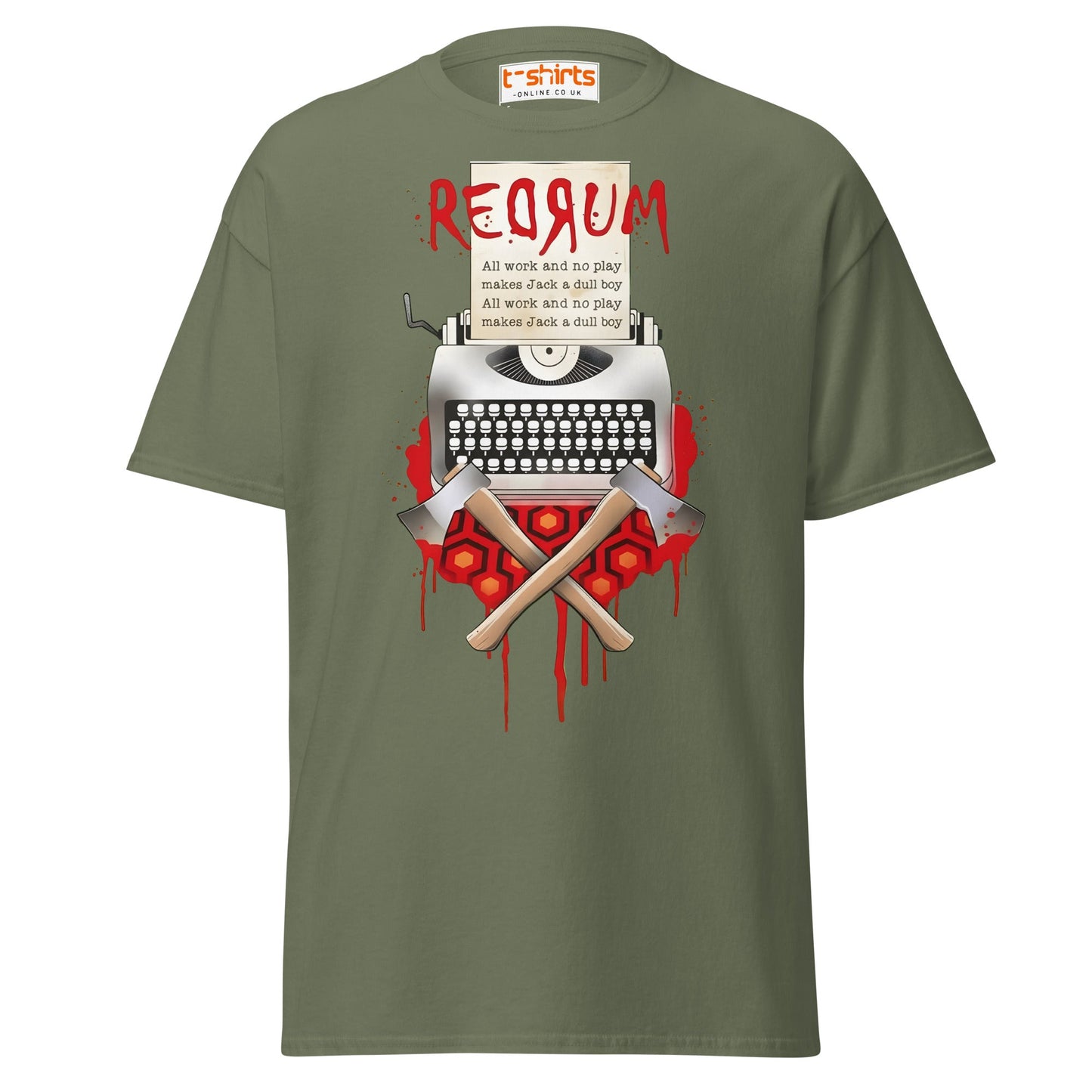 The Shining Jack T-Shirt | Vintage Typewriter Tee - Military Green - T-Shirts Online