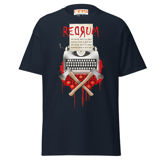 The Shining Jack T-Shirt | Vintage Typewriter Tee - Navy - T-Shirts Online