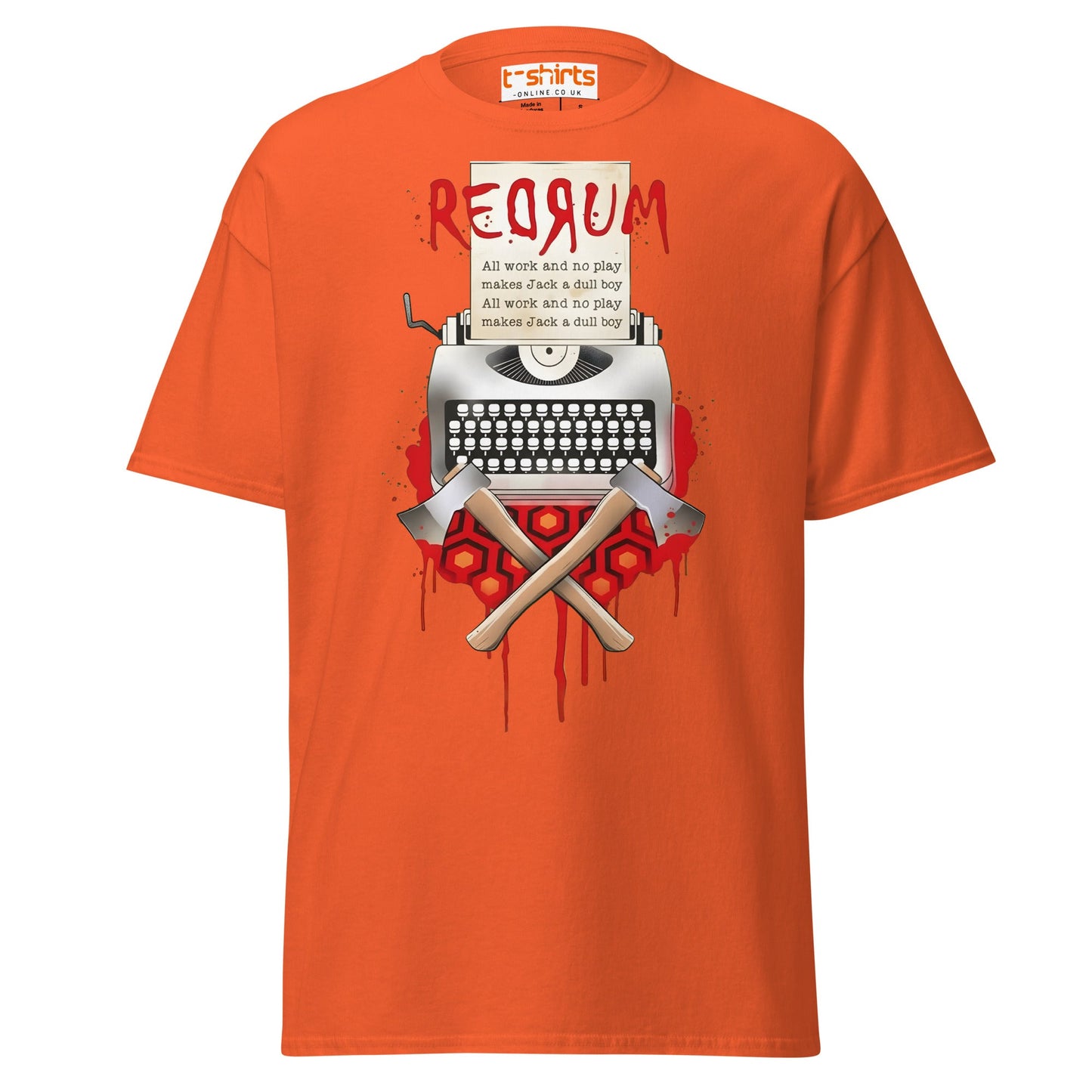 The Shining Jack T-Shirt | Vintage Typewriter Tee - Orange - T-Shirts Online