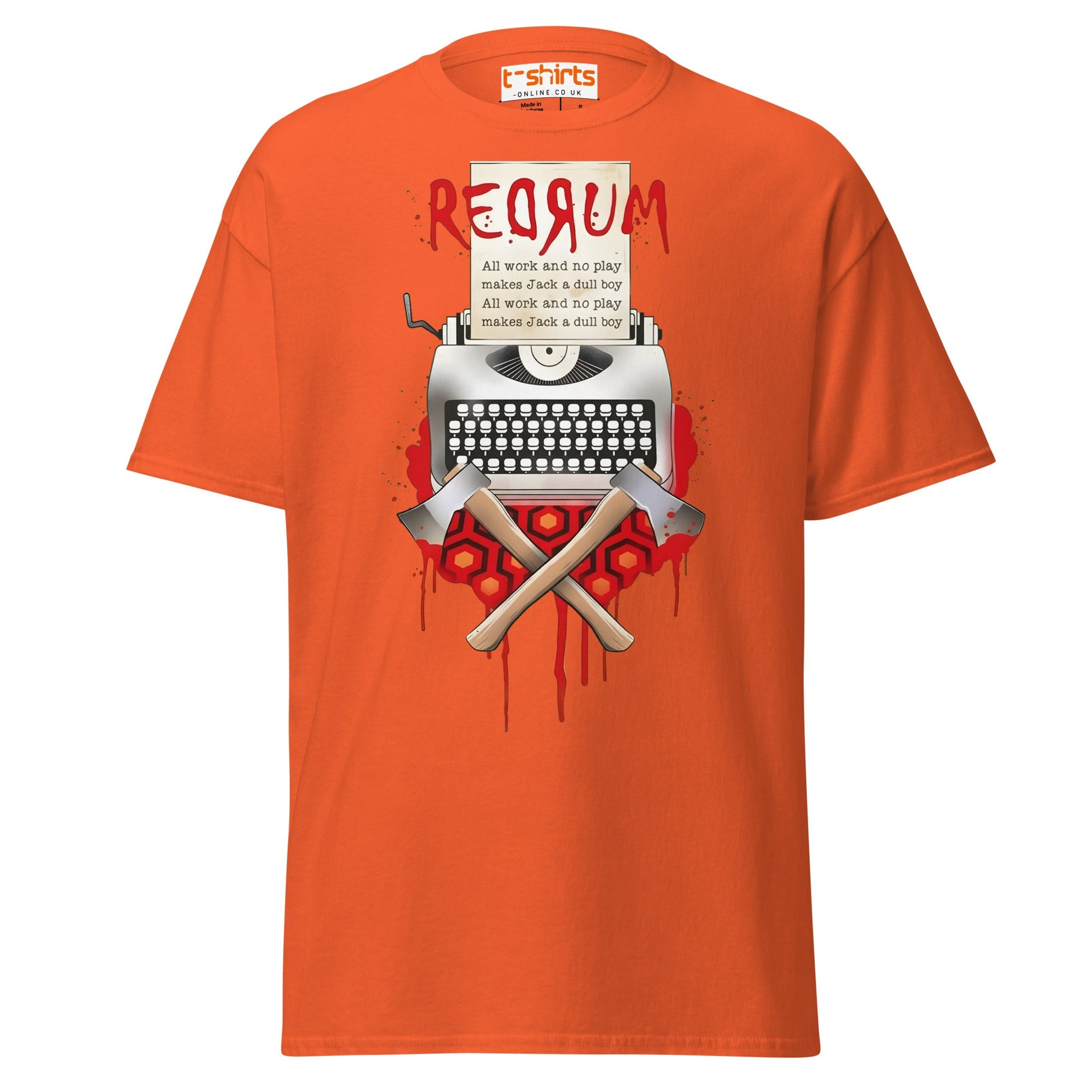 The Shining Jack T-Shirt | Vintage Typewriter Tee - Orange - T-Shirts Online