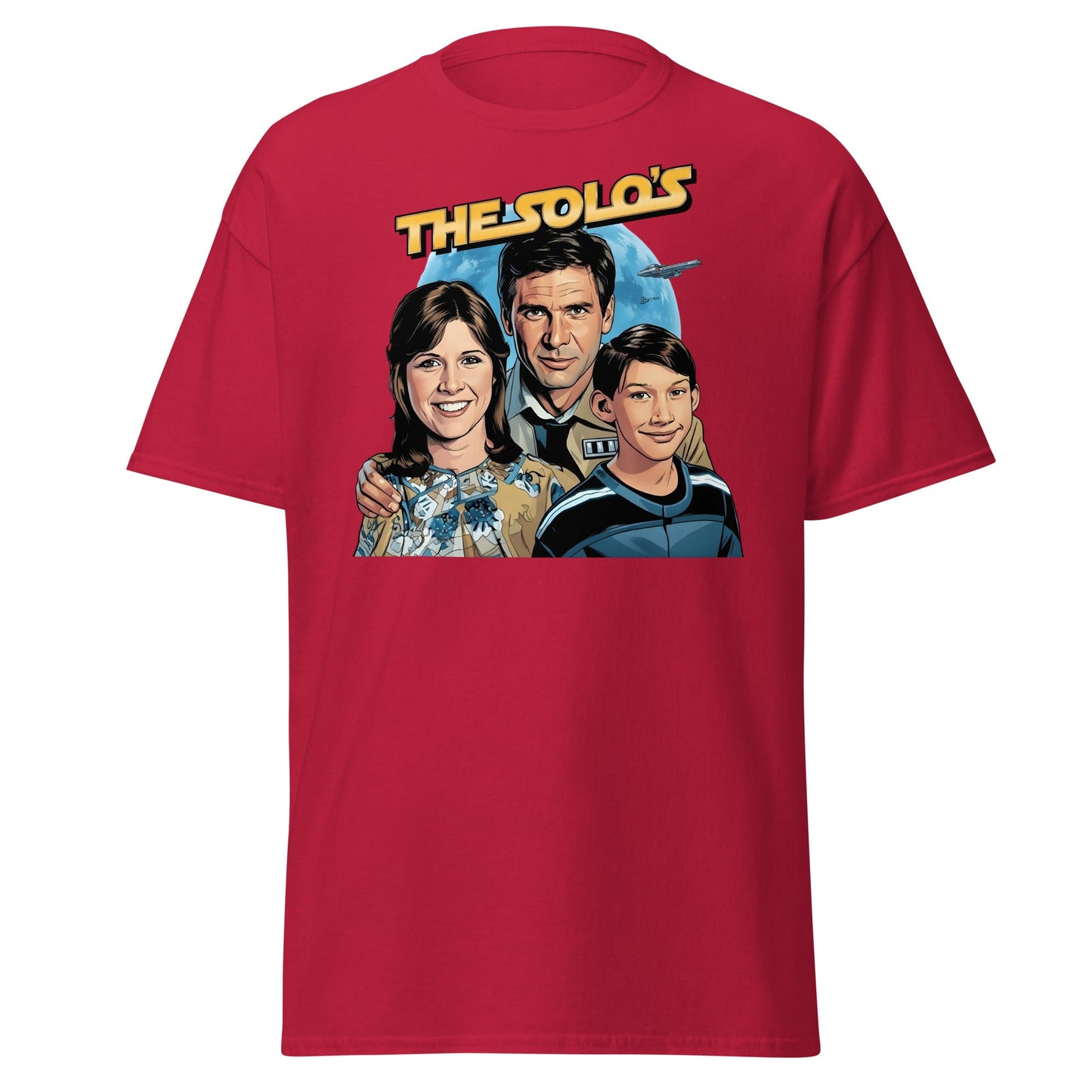 The Solos' Family Portrait T-Shirt | Retro Sci - Fi Fan Apparel - Cardinal - T-Shirts Online