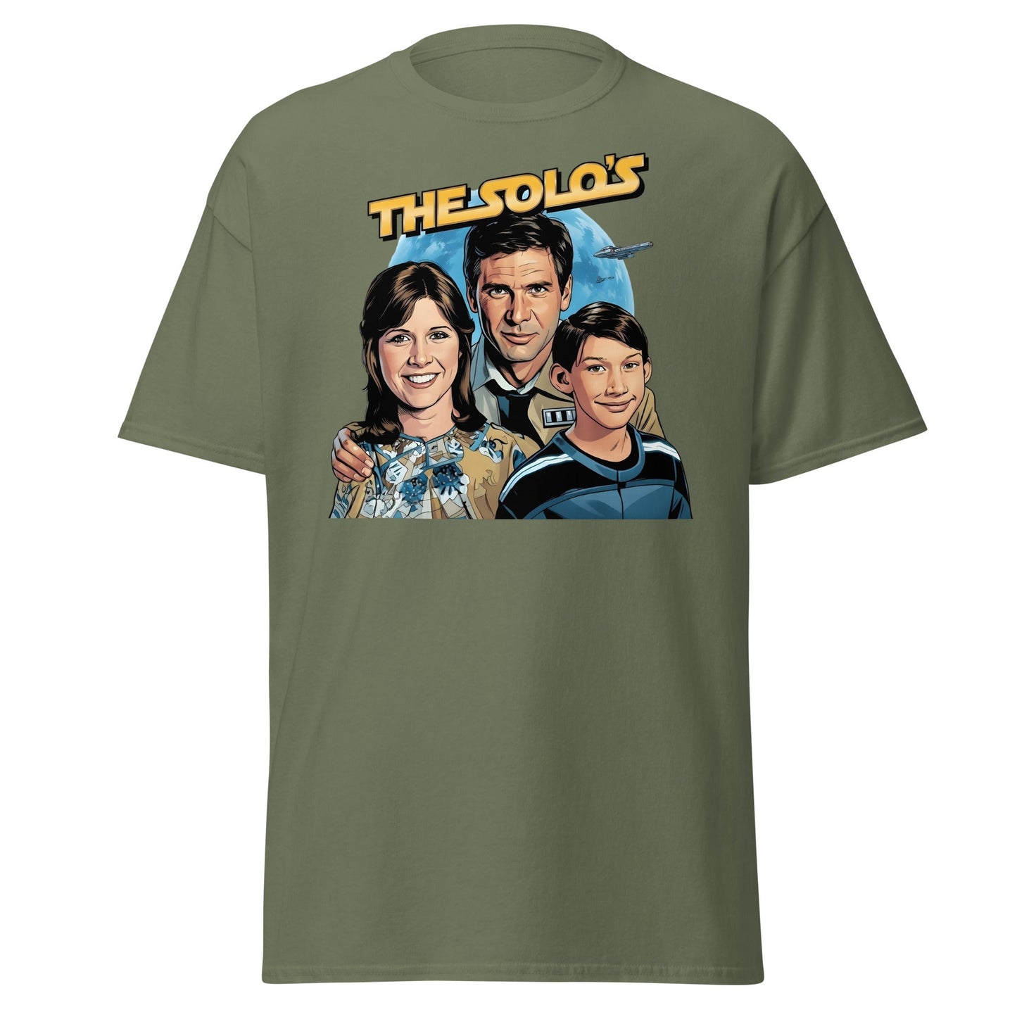 The Solos' Family Portrait T-Shirt | Retro Sci - Fi Fan Apparel - Military Green - T-Shirts Online