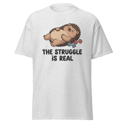The Struggle Is Real Hedgehog Gym T-Shirt - Ash - T-Shirts Online