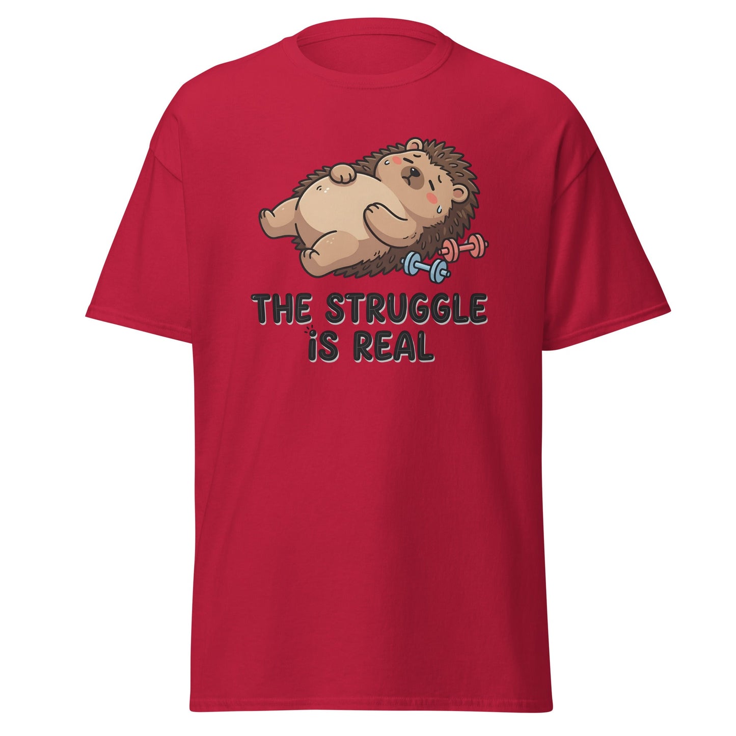 The Struggle Is Real Hedgehog Gym T-Shirt - Cardinal - T-Shirts Online