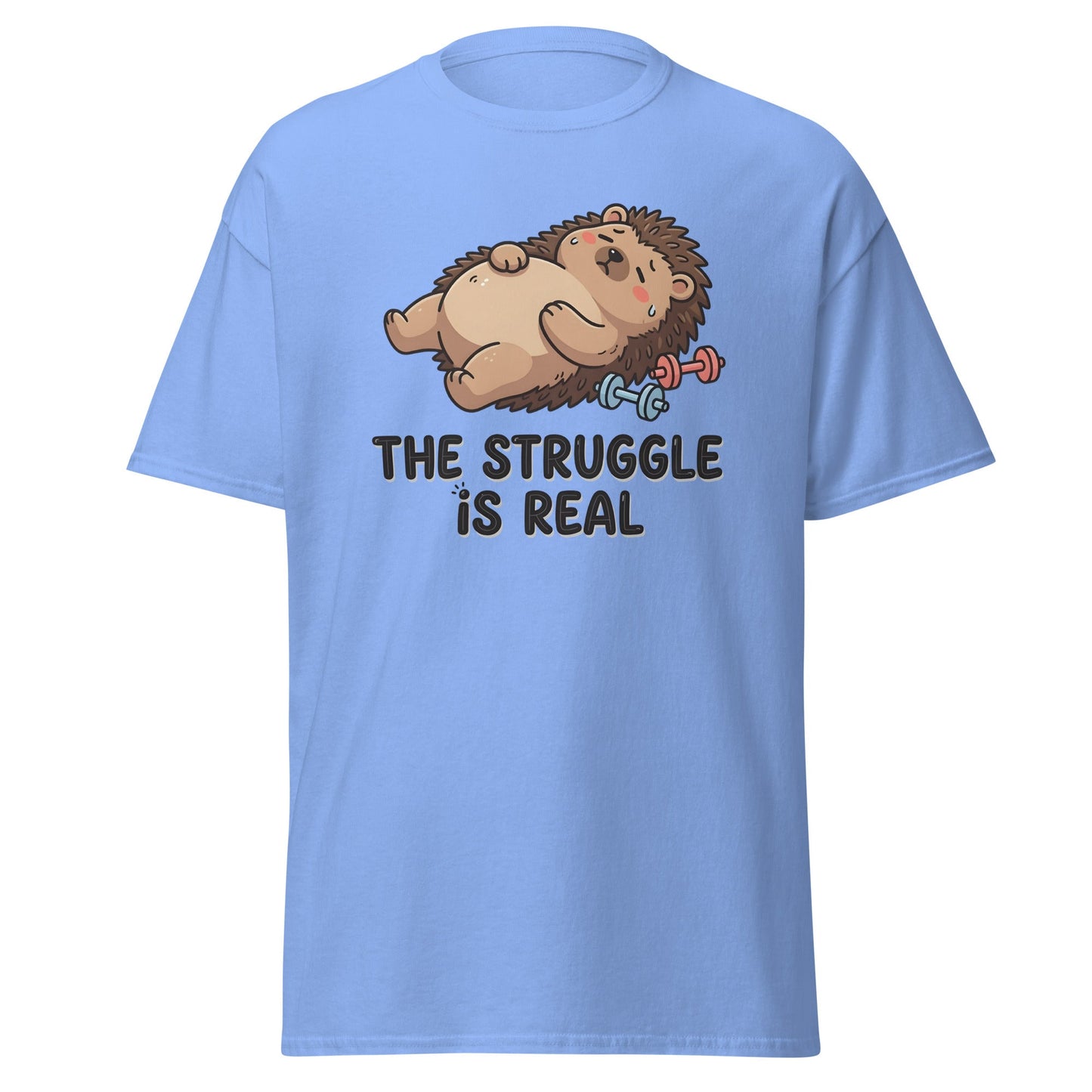 The Struggle Is Real Hedgehog Gym T-Shirt - Carolina Blue - T-Shirts Online