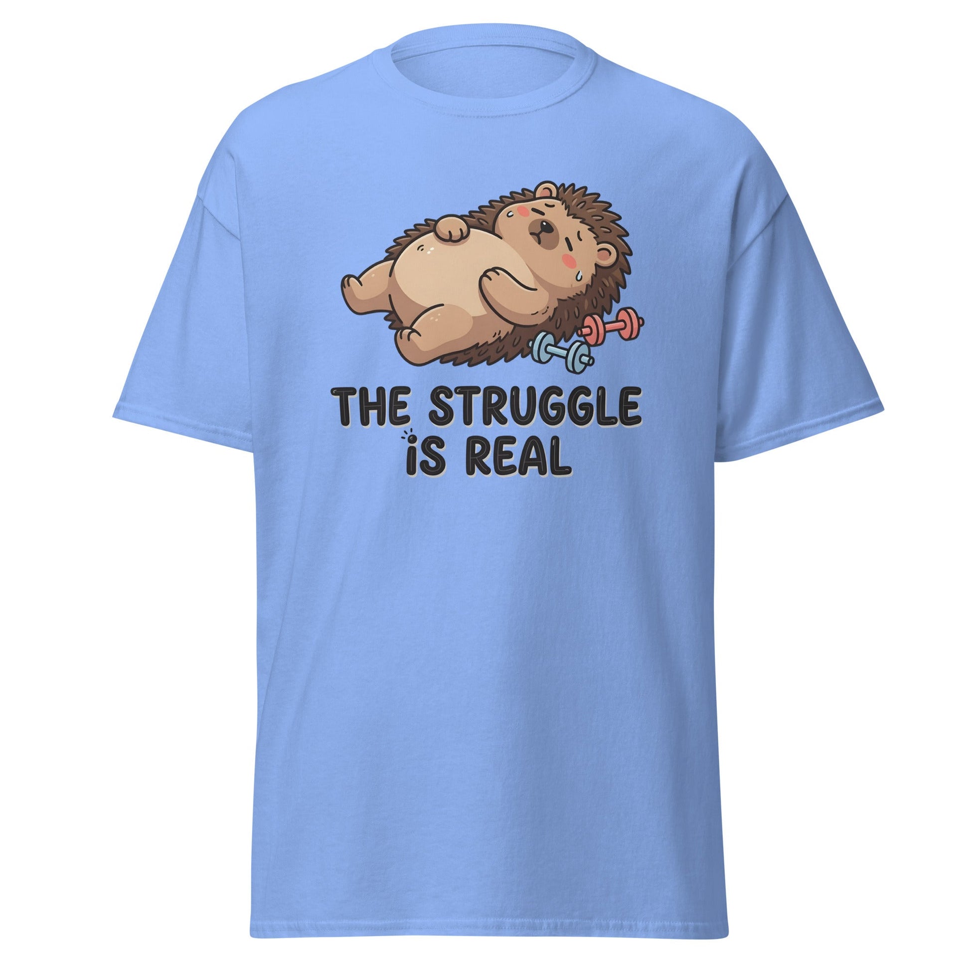 The Struggle Is Real Hedgehog Gym T-Shirt - Carolina Blue - T-Shirts Online