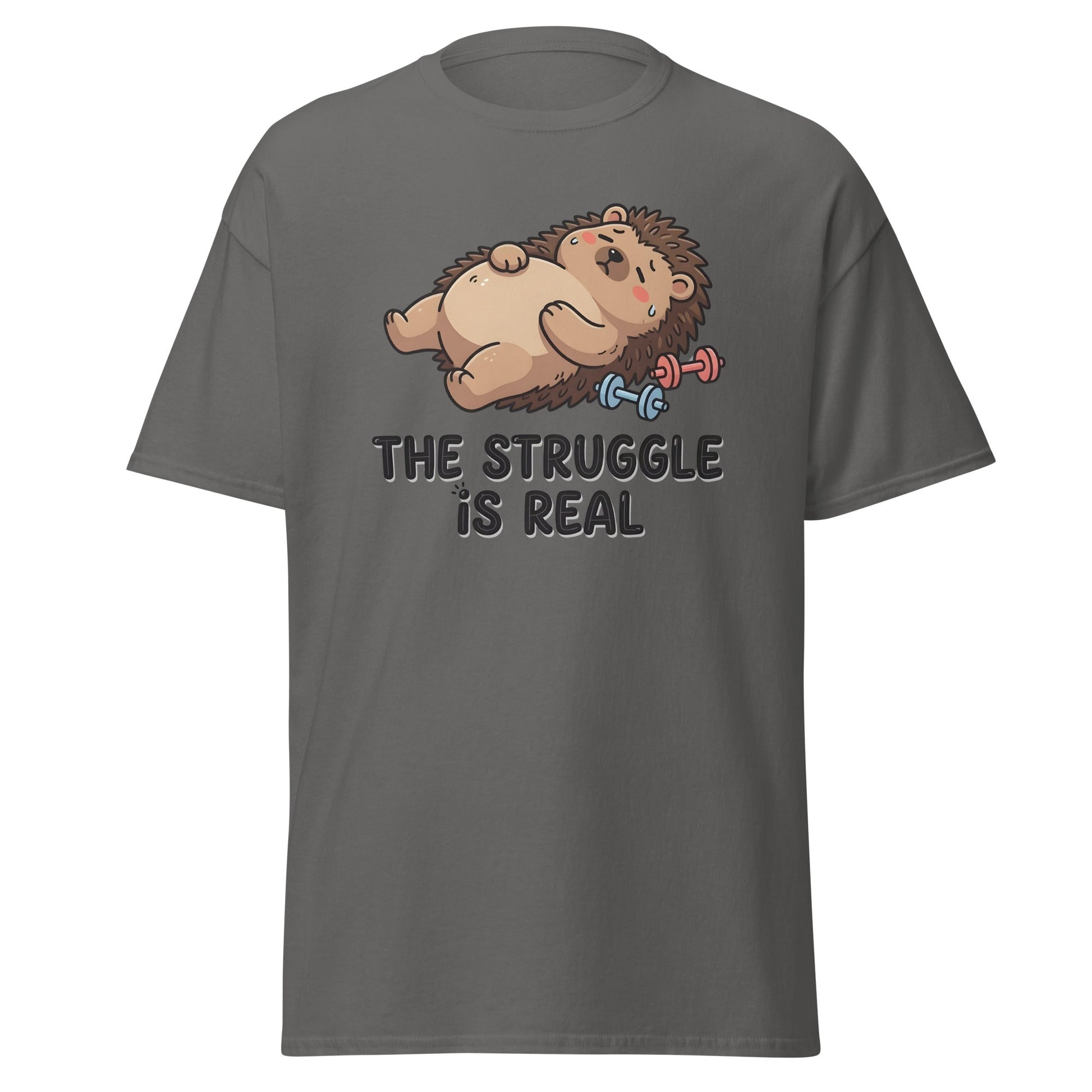 The Struggle Is Real Hedgehog Gym T-Shirt - Charcoal - T-Shirts Online