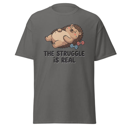 The Struggle Is Real Hedgehog Gym T-Shirt - Charcoal - T-Shirts Online