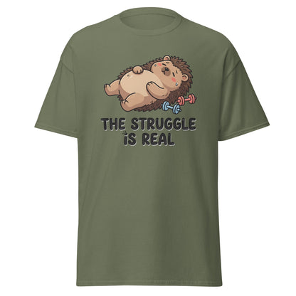 The Struggle Is Real Hedgehog Gym T-Shirt - Military Green - T-Shirts Online
