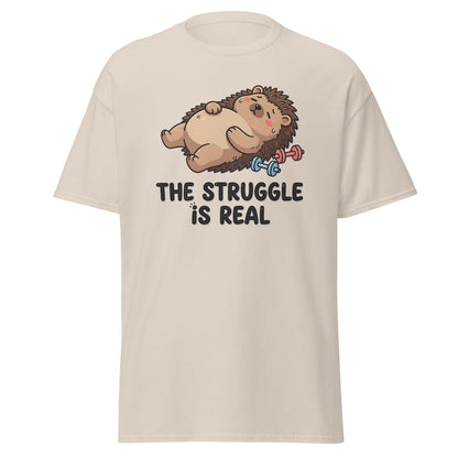The Struggle Is Real Hedgehog Gym T-Shirt - Natural - T-Shirts Online