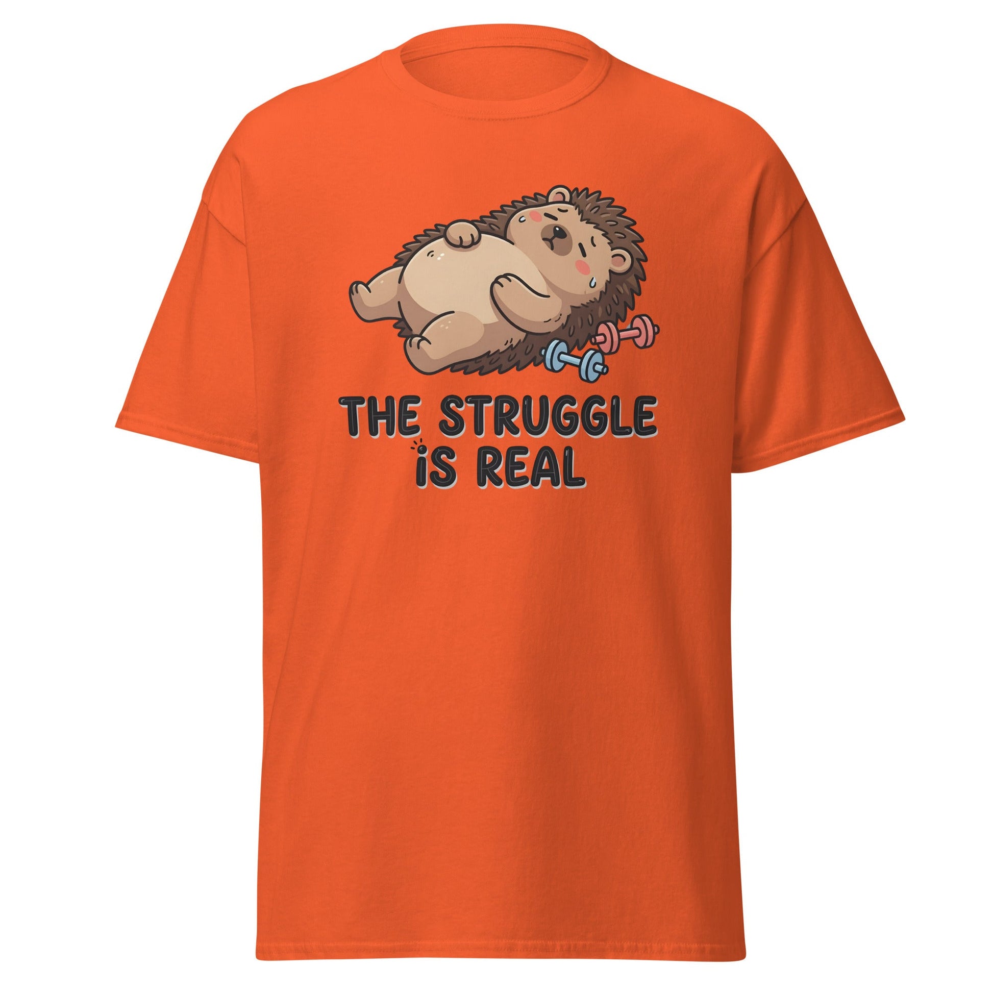 The Struggle Is Real Hedgehog Gym T-Shirt - Orange - T-Shirts Online