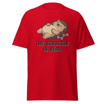 The Struggle Is Real Hedgehog Gym T-Shirt - Red - T-Shirts Online