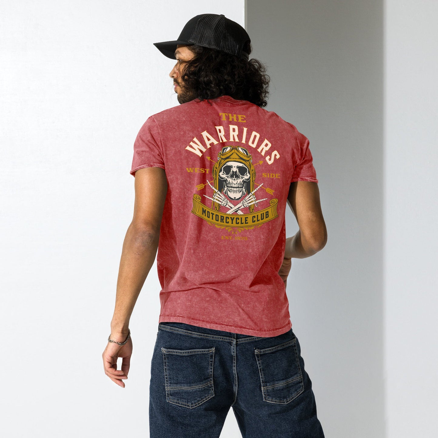 The Warriors Motorcycle Club Denim T-Shirt - Black - T-Shirts Online