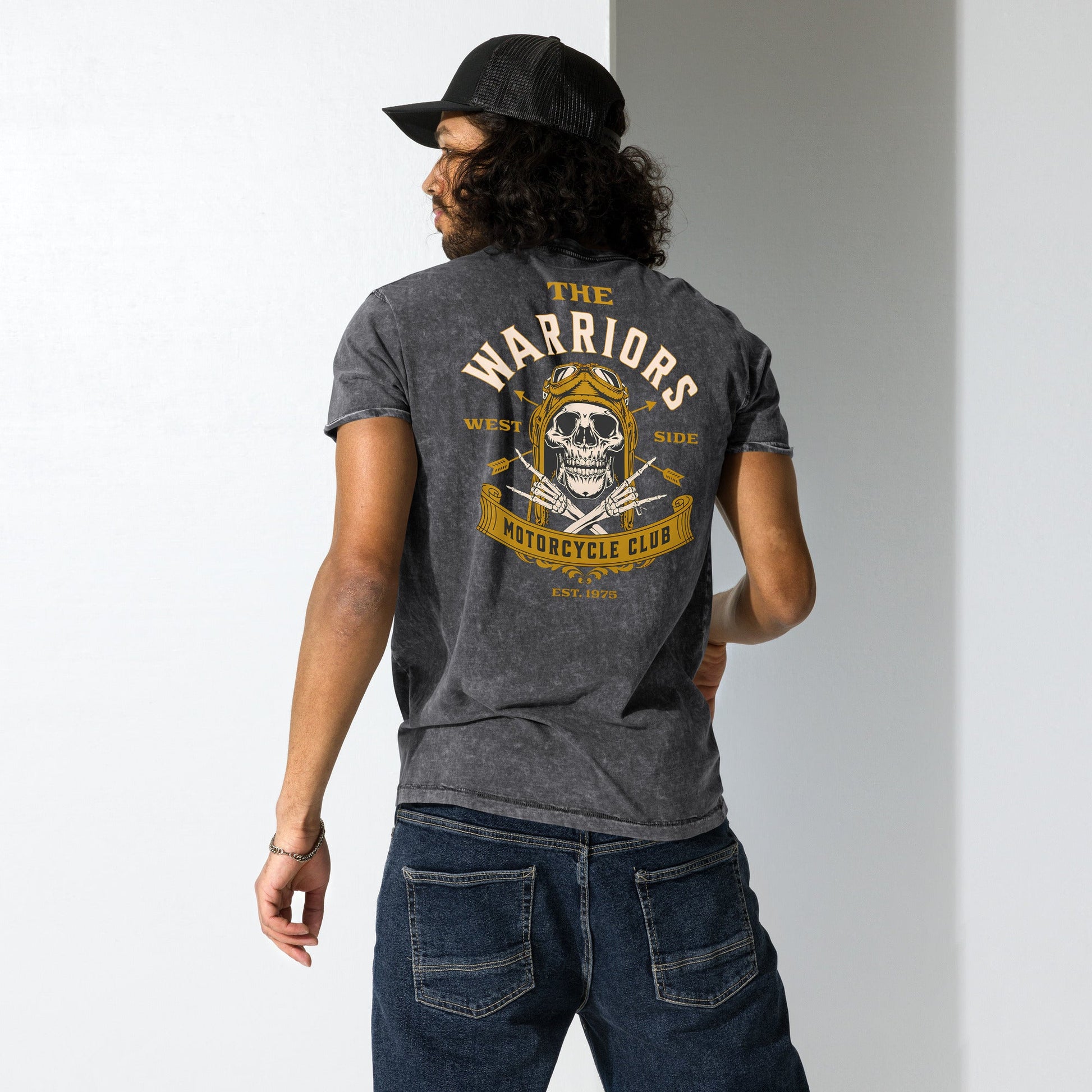The Warriors Motorcycle Club Denim T-Shirt - Black - T-Shirts Online