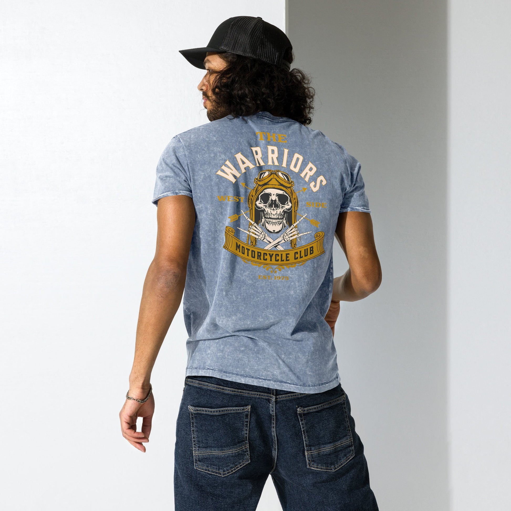 The Warriors Motorcycle Club Denim T-Shirt - Black - T-Shirts Online