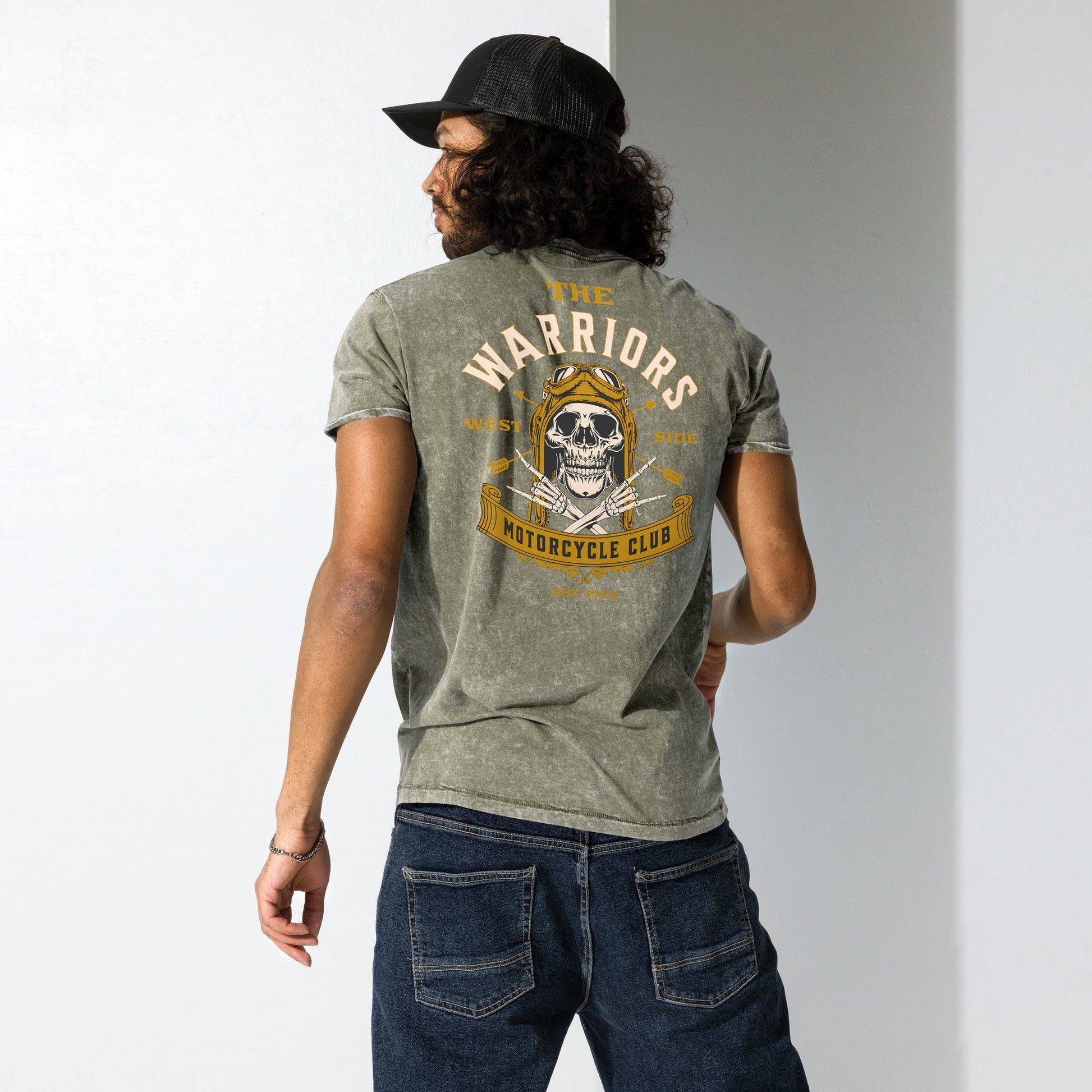 The Warriors Motorcycle Club Denim T-Shirt - Black - T-Shirts Online