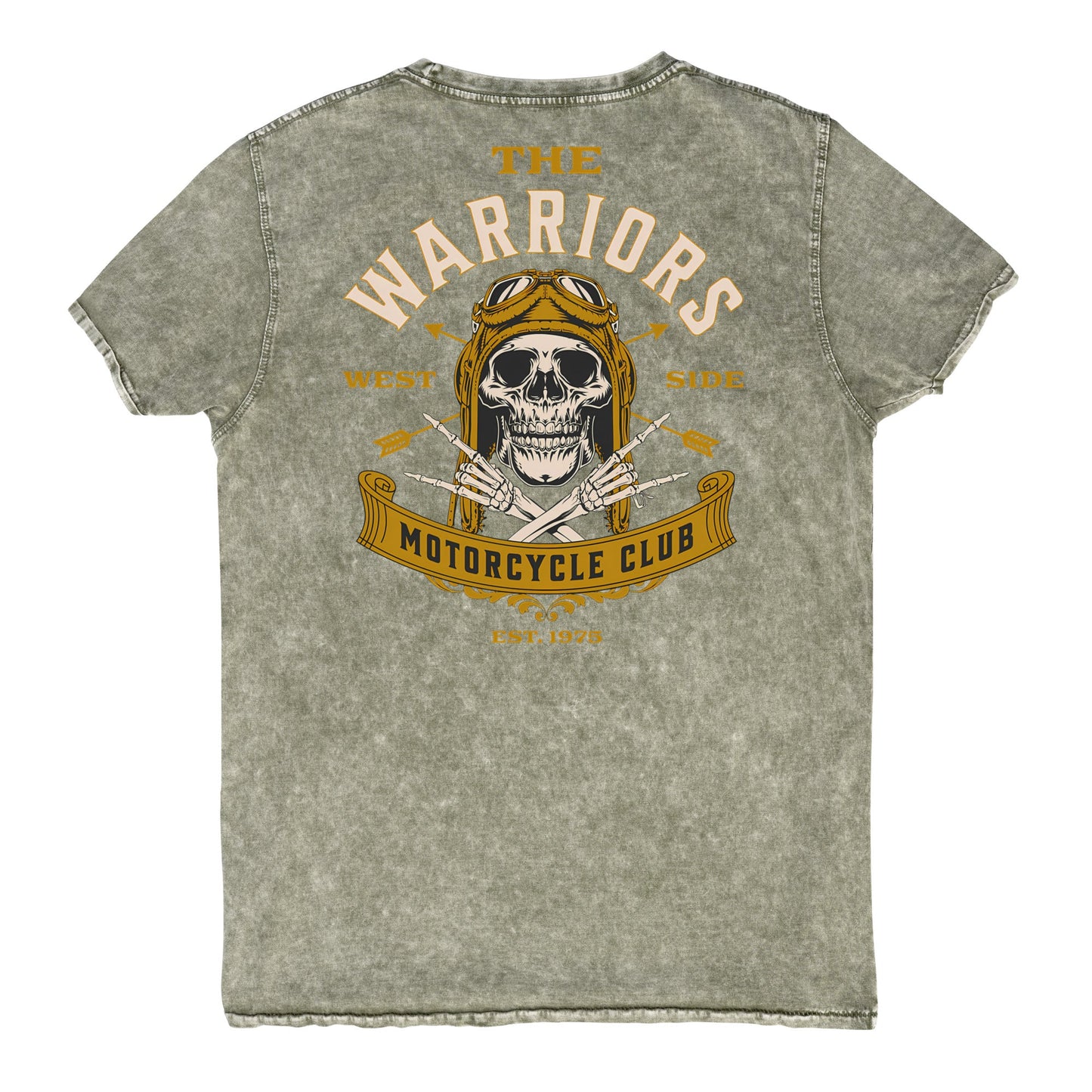 The Warriors Motorcycle Club Denim T-Shirt - Dark Army Green - T-Shirts Online