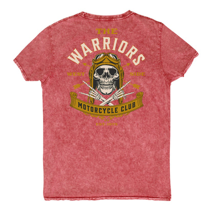 The Warriors Motorcycle Club Denim T-Shirt - Garnet Red - T-Shirts Online