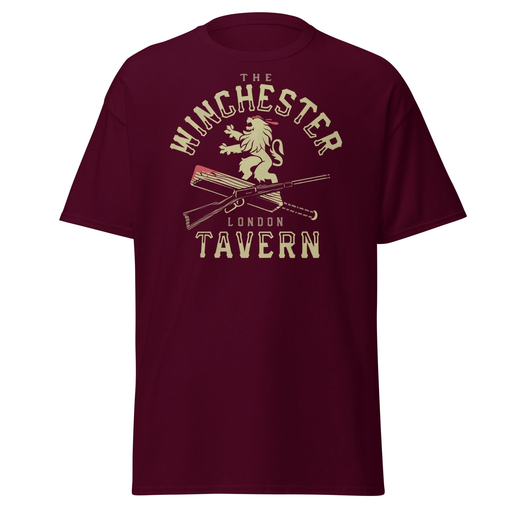 The Winchester Tavern London T-Shirt | Pub Logo Tee - Maroon - T-Shirts Online