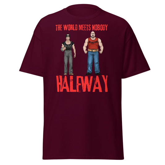 The World Meets Nobody Halfway T-Shirt | Tough Graphic Tee - Maroon - T-Shirts Online