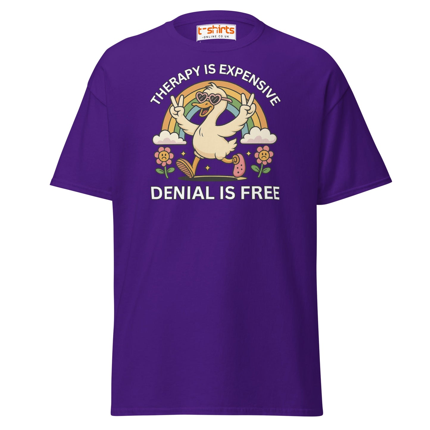 Therapy Is Expensive Tee – Funny Denial Duck Shirt - Purple - T-Shirts Online
