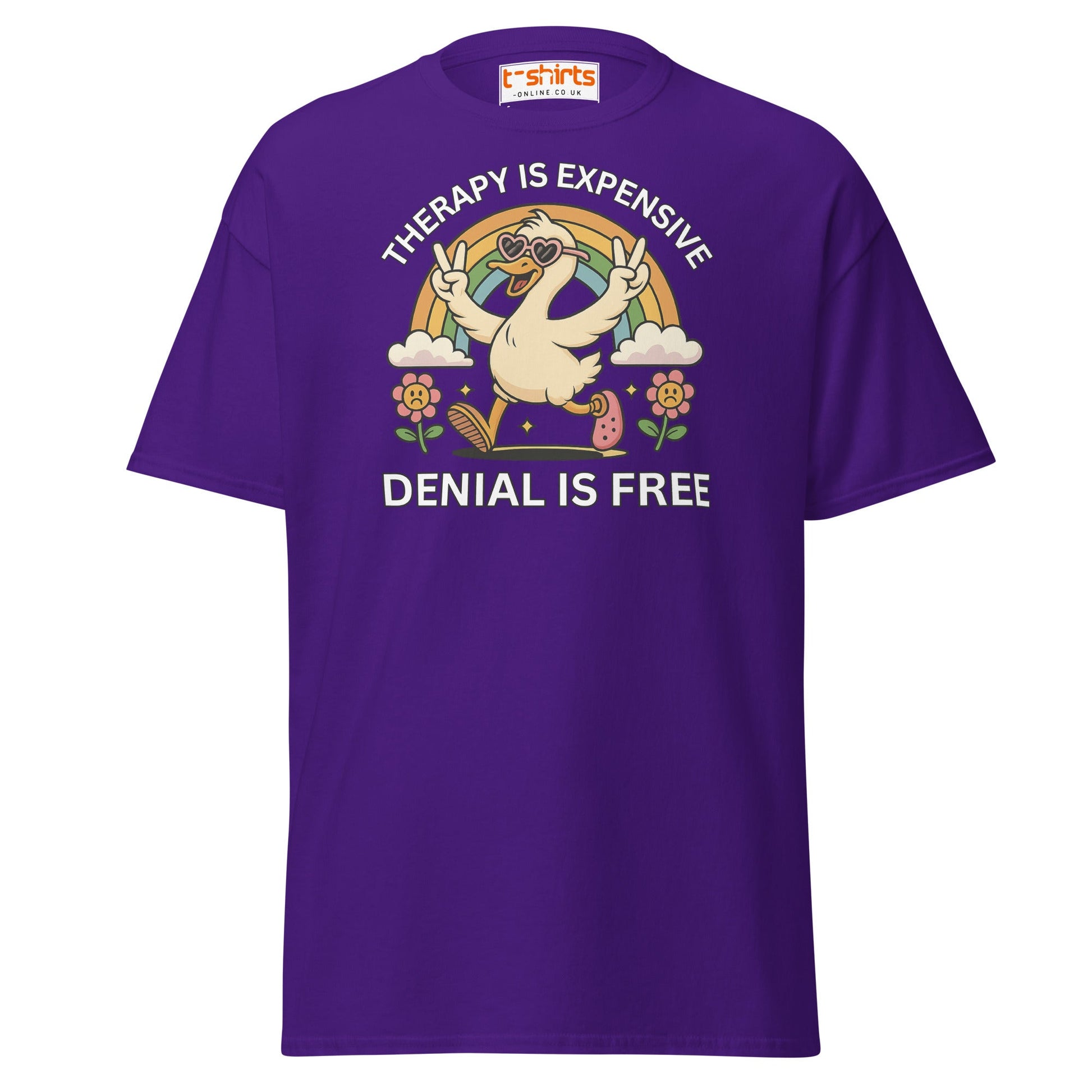 Therapy Is Expensive Tee – Funny Denial Duck Shirt - Purple - T-Shirts Online