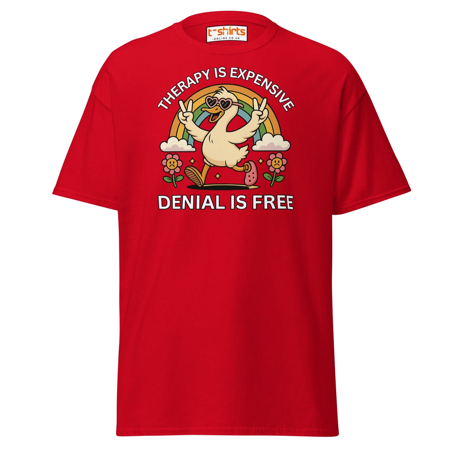 Therapy Is Expensive Tee – Funny Denial Duck Shirt - Red - T-Shirts Online
