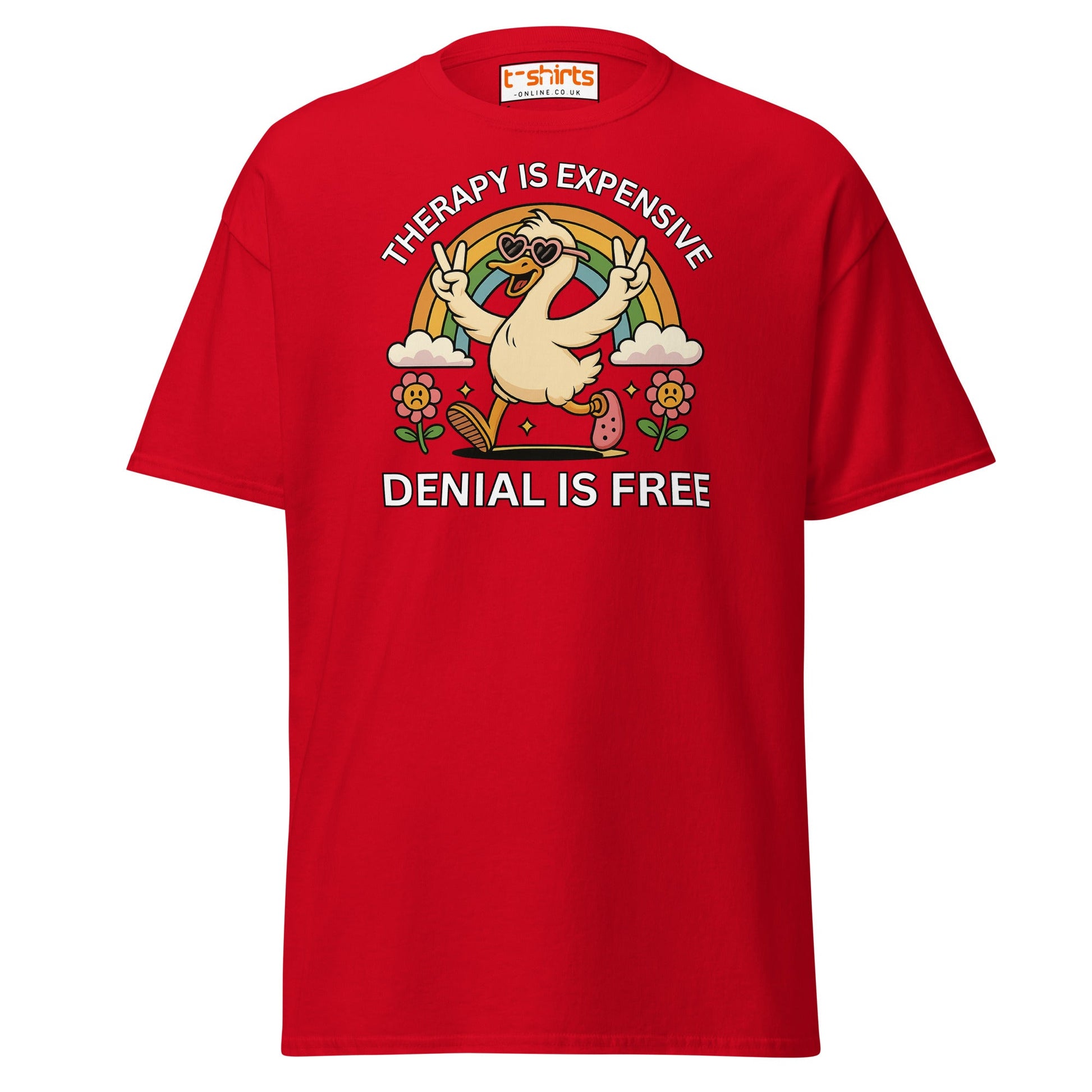 Therapy Is Expensive Tee – Funny Denial Duck Shirt - Red - T-Shirts Online