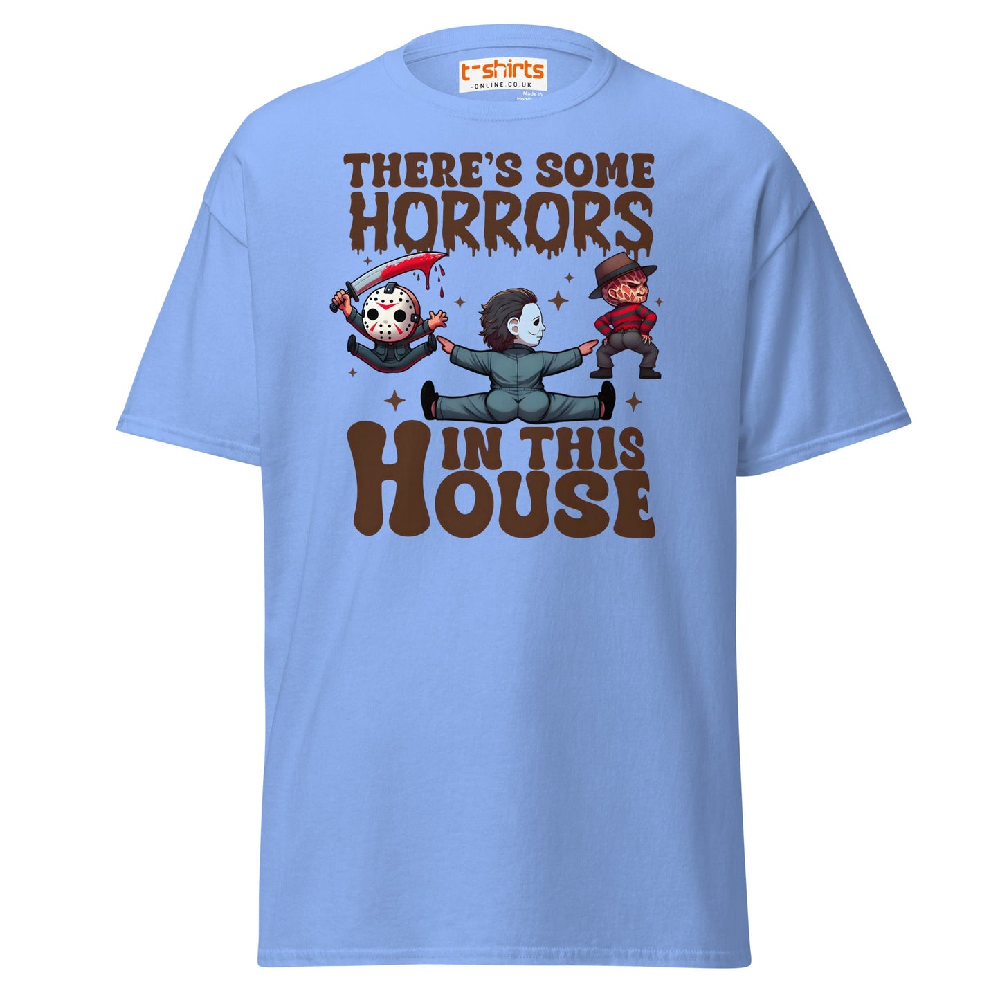 There’s Some Horrors T-Shirt | Funny Halloween Tee - Carolina Blue - T-Shirts Online