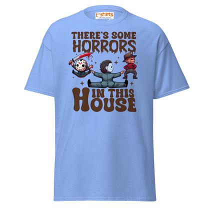 There’s Some Horrors T-Shirt | Funny Halloween Tee - Carolina Blue - T-Shirts Online